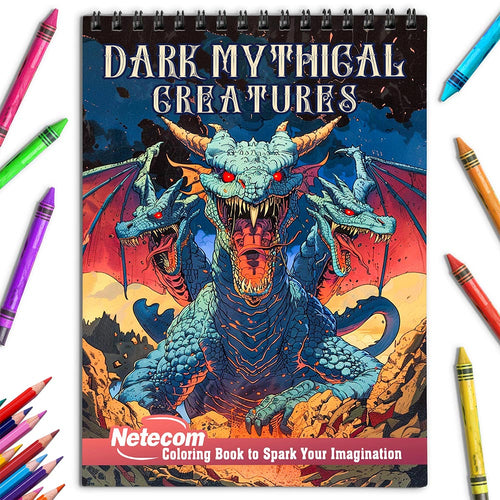 Netecom Dark Mythical Creatures Coloring Book for Adults