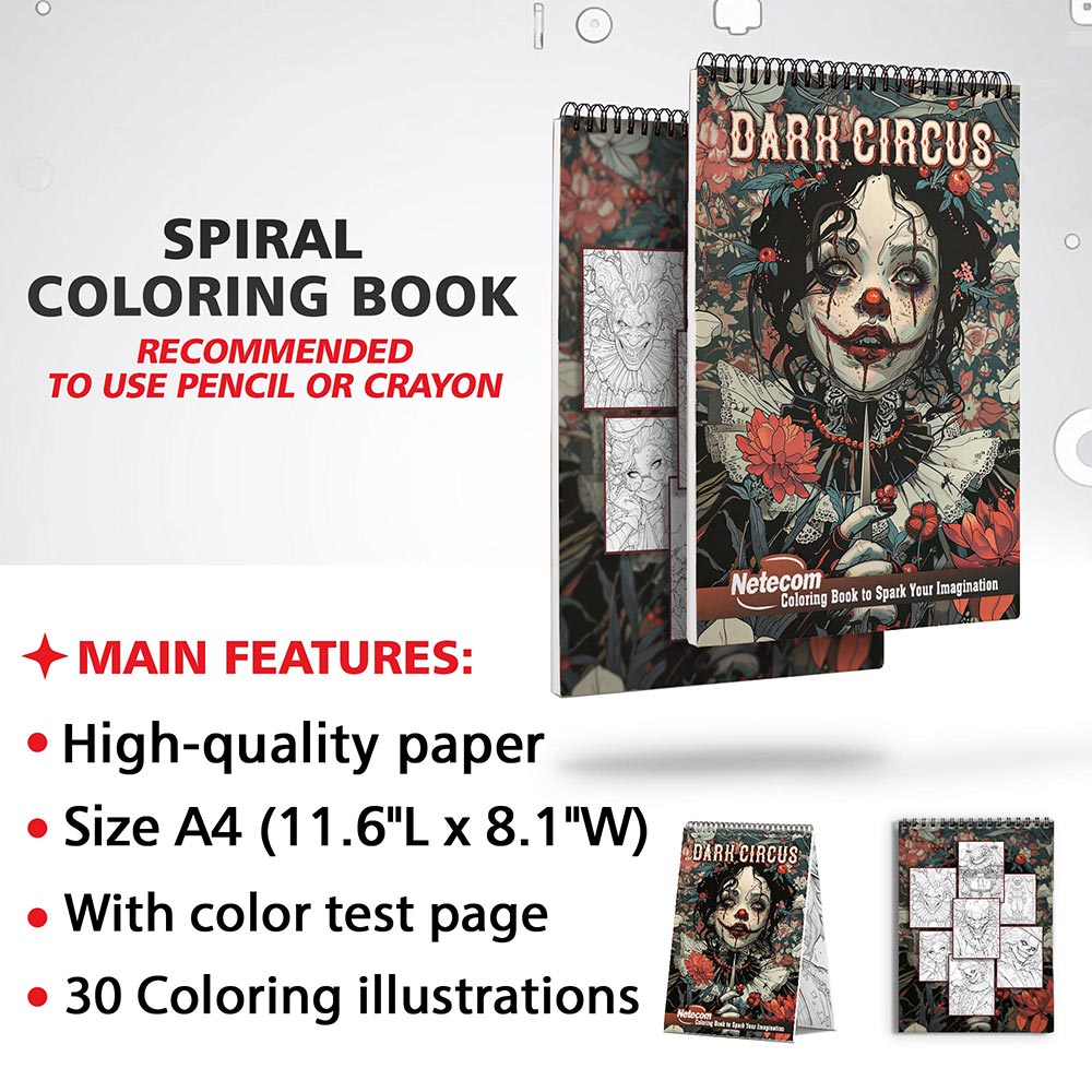 Netecom Dark Circus Coloring Sheets for Adults