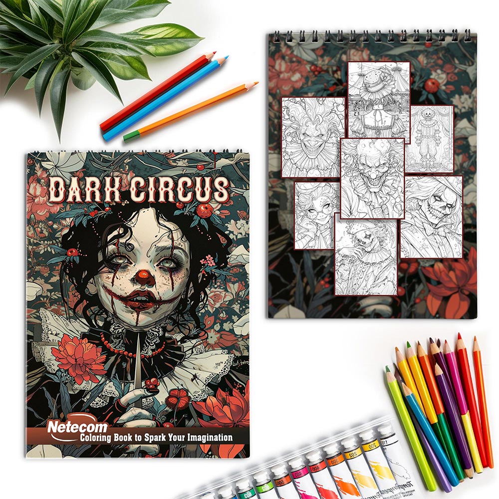 Netecom Dark Circus Spiral Coloring Book for Adults