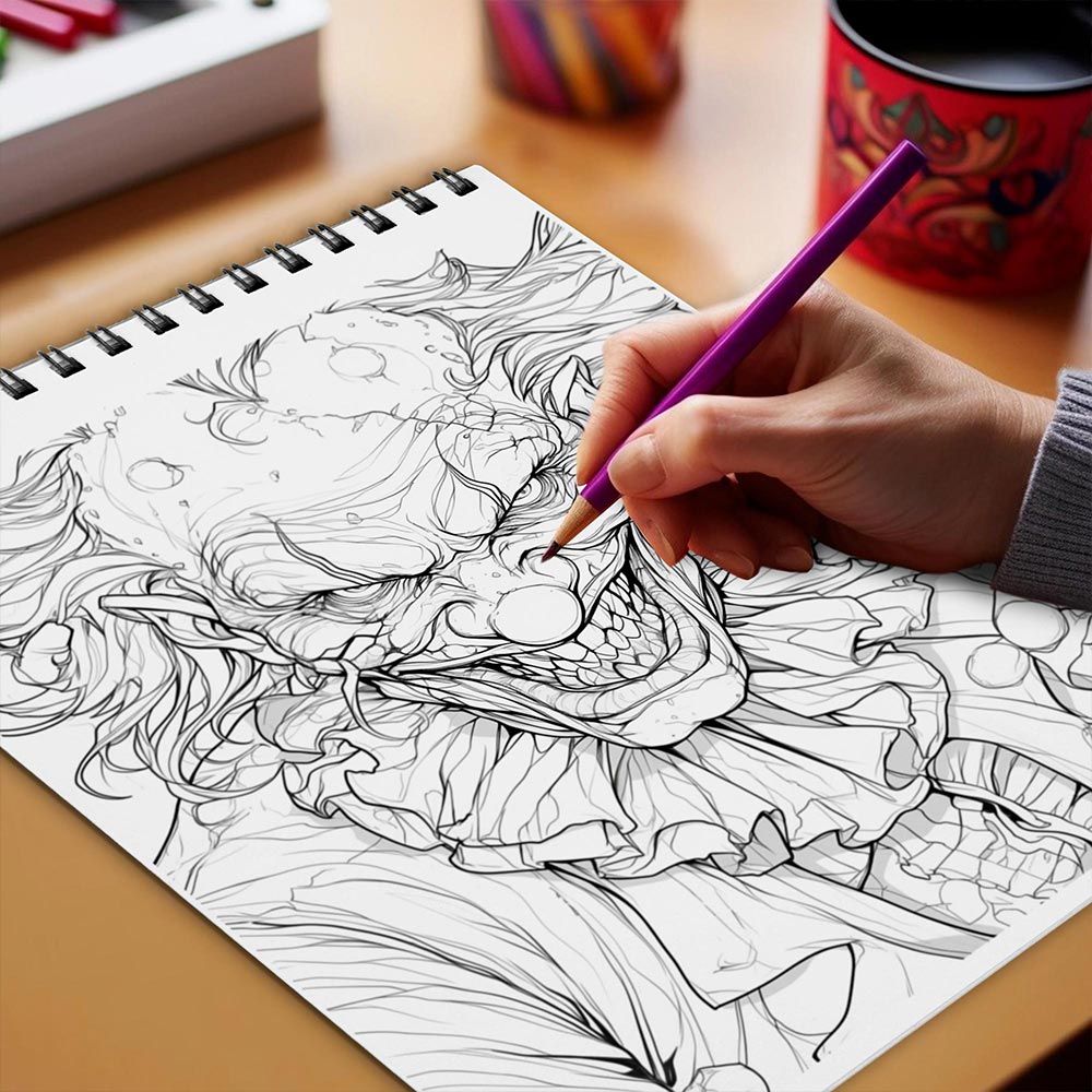Netecom Dark Circus Coloring Book Spiral Bound for Adults