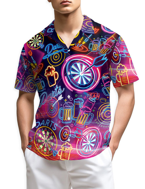 Netecom Darts Beer Neon Hawaiian Shirt for Men