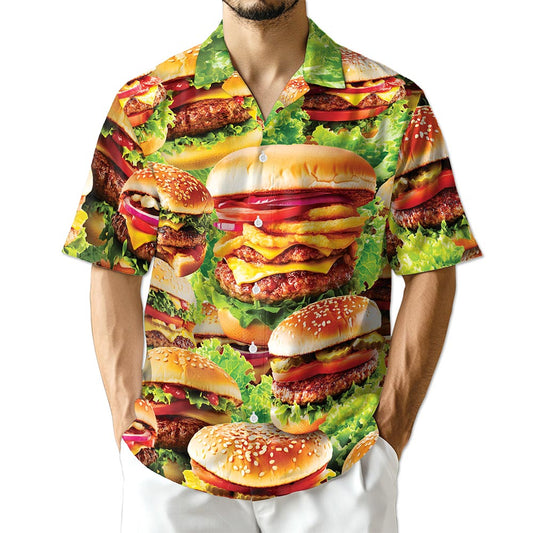 Netecom Delicious Hamburger Hawaiian Shirt for Men
