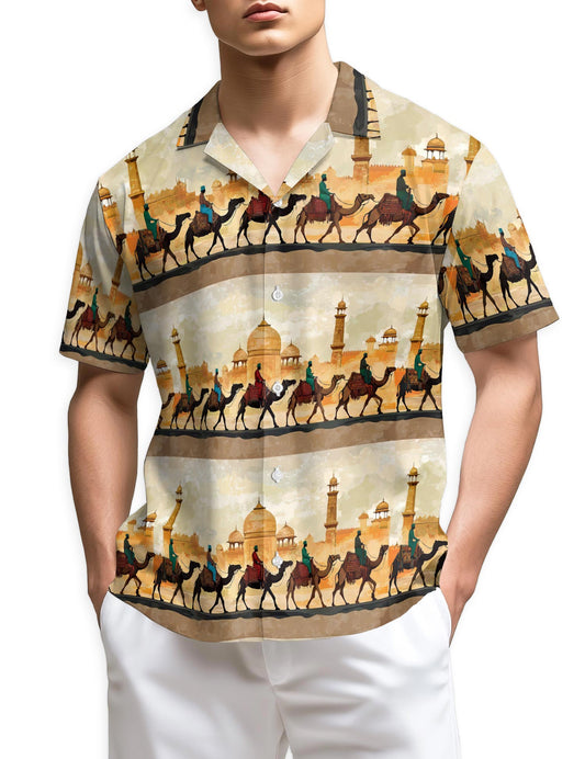 Netecom Deseart Camel Hawaiian Shirt for Men