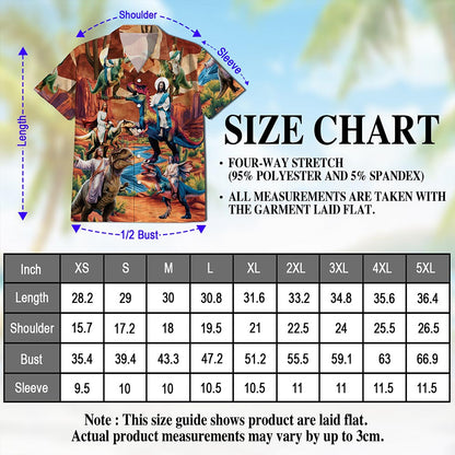 Netecom Dinosaur Hawaiian Shirt for Men, Button Down Summer Beach Short Sleeve, S-5XL