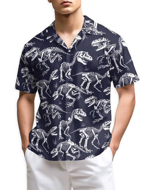 Netecom Dinosaur Skeleton Hawaiian Shirt for Men