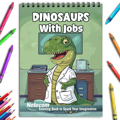 Netecom Dinosaurs With Jobs Coloring Book for Adults