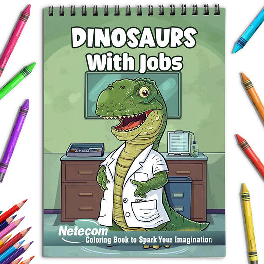 Netecom Dinosaurs With Jobs Coloring Book for Adults