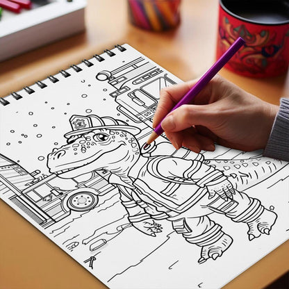 Netecom Dinosaurs With Jobs Coloring Book Spiral Bound for Adults