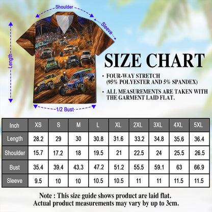 Netecom Dirt Track Racing Hawaiian Shirt for Men, Button Down Summer Beach Short Sleeve, Sizes S-5XL