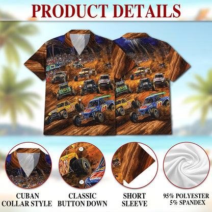 Netecom Dirt Track Racing Hawaiian Shirt for Men, Button Down Summer Beach Short Sleeve, Sizes S-5XL