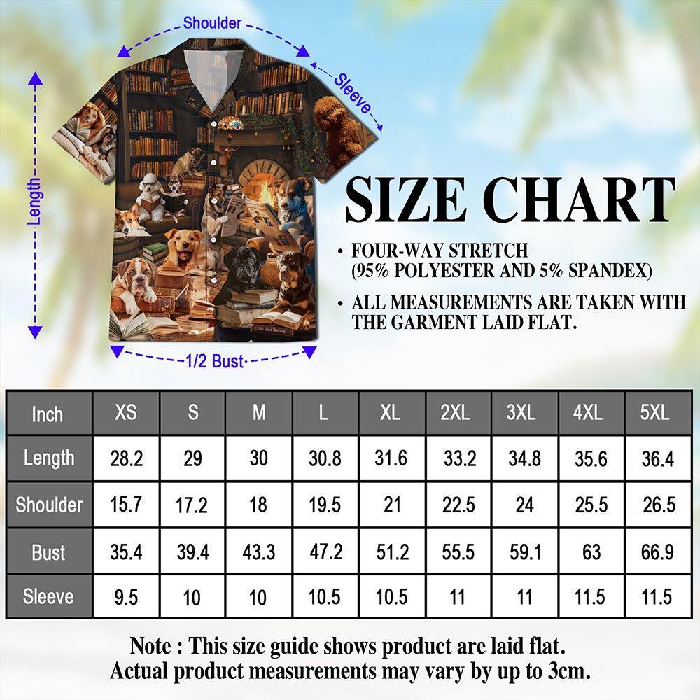 Netecom Dog Reading Book Hawaiian Shirt for Men, Dog Lover Gifts, Cute Animal Button Down Summer Aloha Beach Shirts, S-5XL