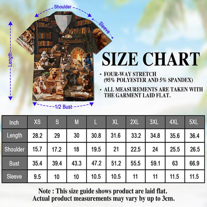 Netecom Dog Reading Book Hawaiian Shirt for Men, Dog Lover Gifts, Cute Animal Button Down Summer Aloha Beach Shirts, S-5XL