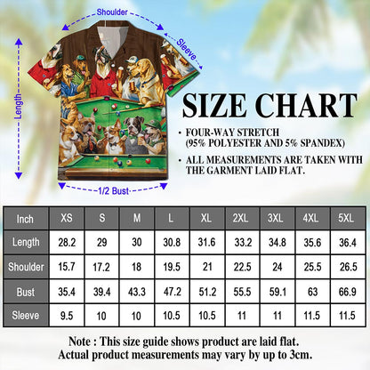 Netecom Dogs Playing Billiard Pool Hawaiian Shirt for Men, Funny Dog Lover Gifts, Button Down Summer Beach Shirts, Sizes S-5XL