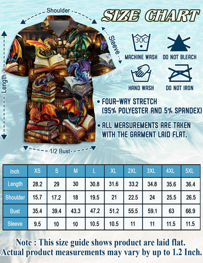 Netecom Dragon Book Hawaiian Shirt for Men, Tropical Style, Button Down Summer Beach Short Sleeve, S-5XL