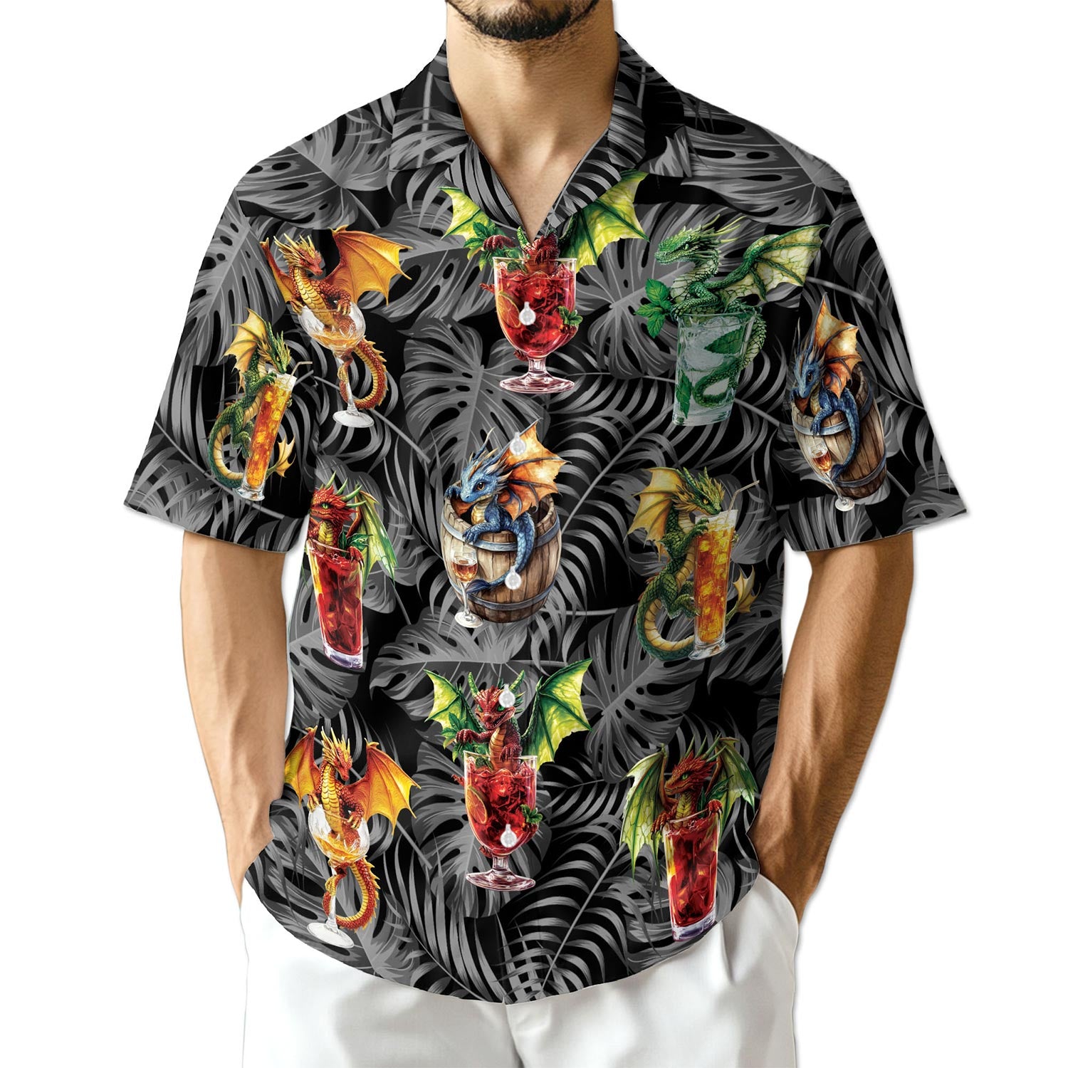 Netecom Dragon Cocktail Hawaiian Shirt for Men