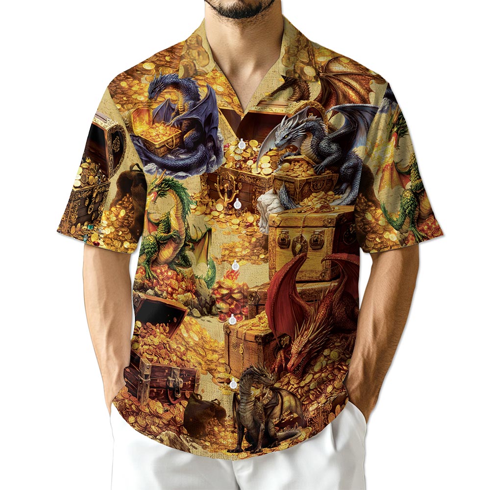 Netecom Dragon and Treasure Hawaiian Shirt for Men