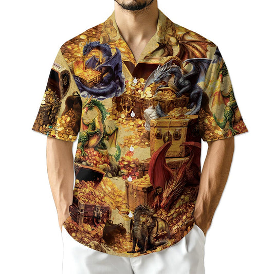 Netecom Dragon and Treasure Hawaiian Shirt for Men