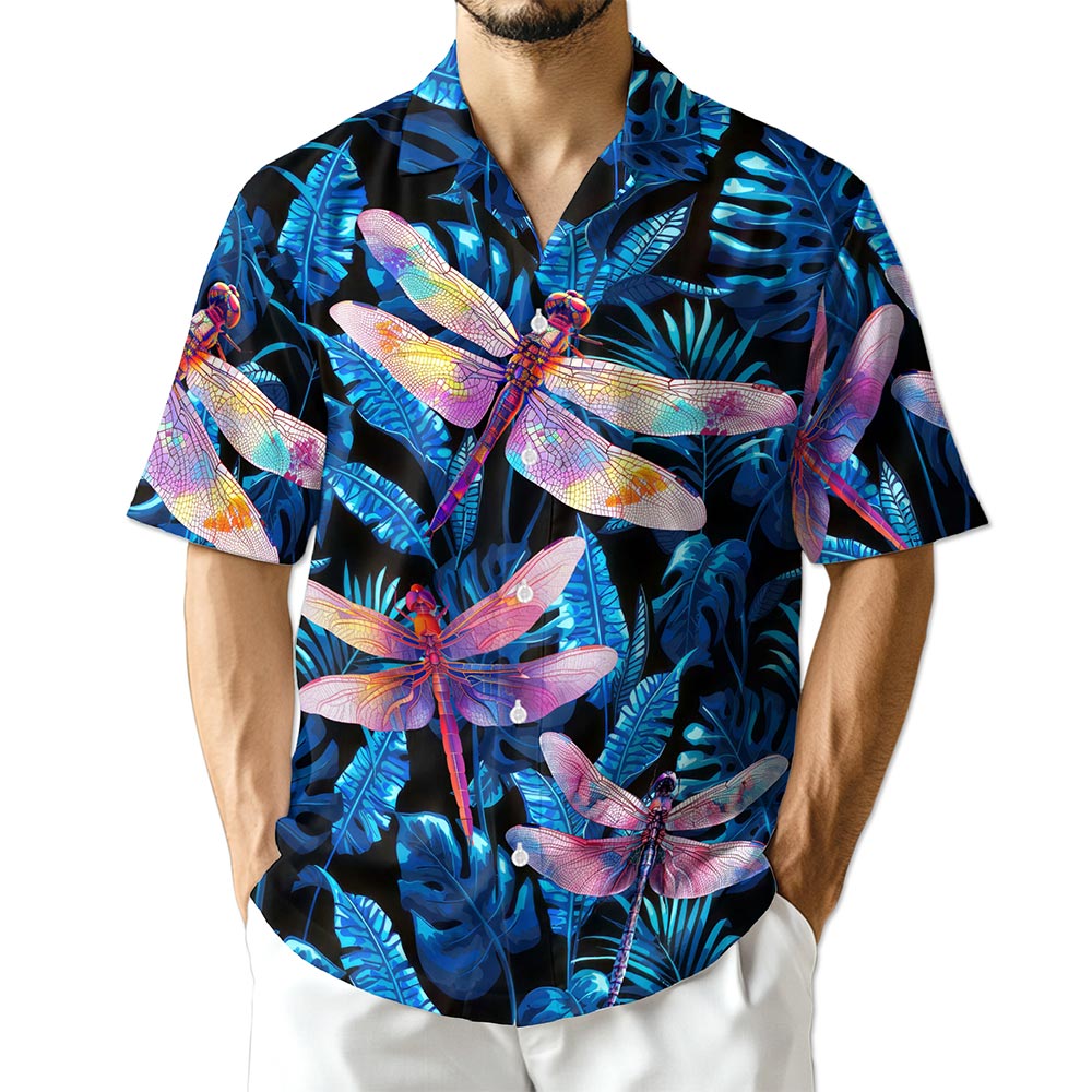 Netecom Dragonfly Blue Hawaiian Shirt for Men