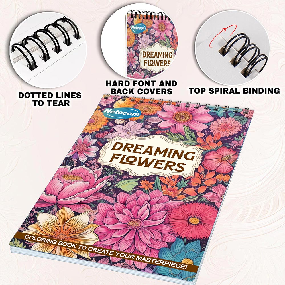 Netecom Dreaming Flowers Coloring Pages for Adults