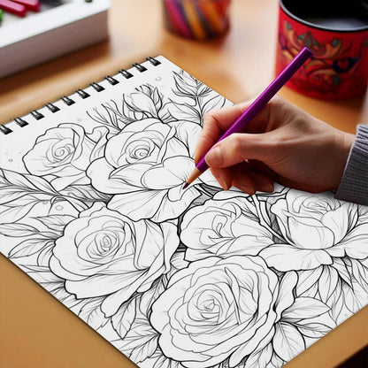 Netecom Dreaming Flowers Coloring Book Spiral Bound for Adults