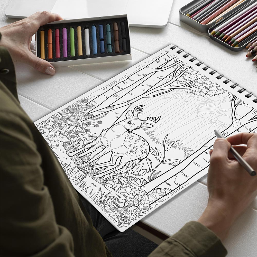 Netecom Dreamy Forest Spriral Bound Coloring Book for Adults