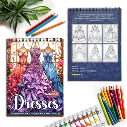 Netecom Dress Spiral Coloring Book for Adults