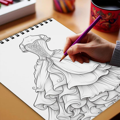 Netecom Dress Coloring Book Spiral Bound for Adults