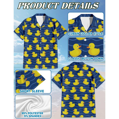 Netecom Duck Hawaiian Shirt for Men, Button Down Summer Beach Short Sleeve, Duck Lover Gifts, S-5XL