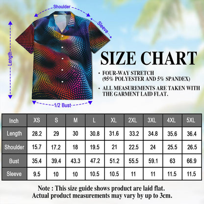 Netecom Dynamic Dots Hawaiian Shirt for Men, Button Down Summer Beach Short Sleeve, Abstract Style, S-5XL