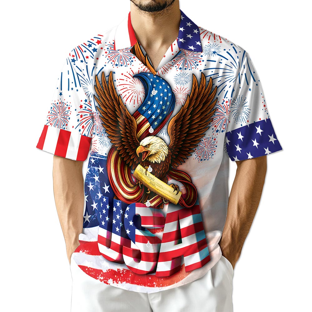 Netecom Eagle 2nd Amendment America Flag Hawaiian Shirt for Men