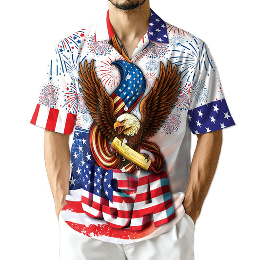 Netecom Eagle 2nd Amendment America Flag Hawaiian Shirt for Men