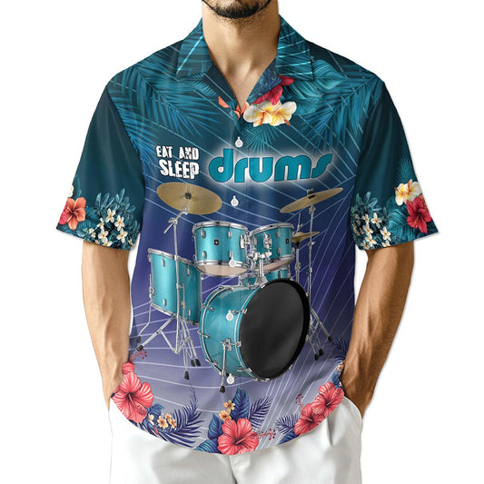 Netecom Eat And Sleep Drums Hawaiian Shirt for Men