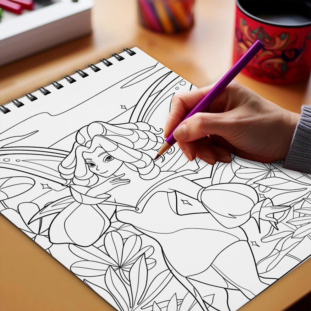 Netecom Enchanted Fairies Coloring Book Spiral Bound for Adults