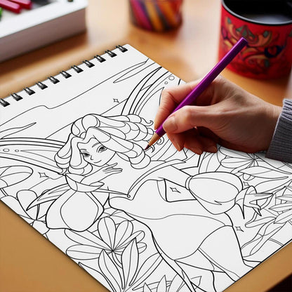Netecom Enchanted Fairies Coloring Book Spiral Bound for Adults