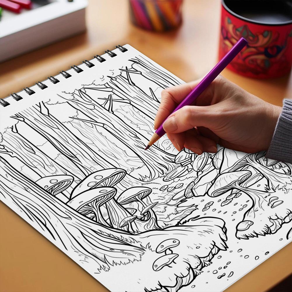 Netecom Enchanted Grove Coloring Book Spiral Bound for Adults