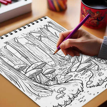 Netecom Enchanted Grove Coloring Book Spiral Bound for Adults