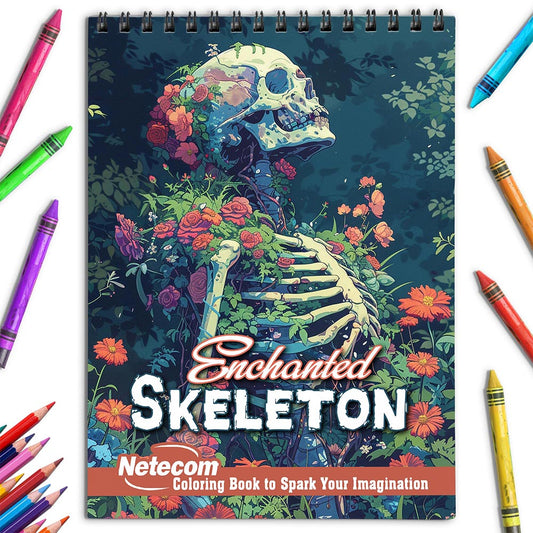 Netecom Enchanted Skeleton Coloring Book for Adults