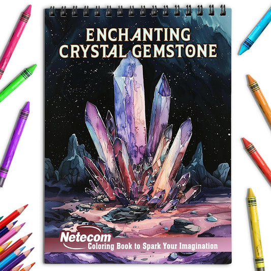 Netecom Enchanting Crystal Gemstone Coloring Book for Adults