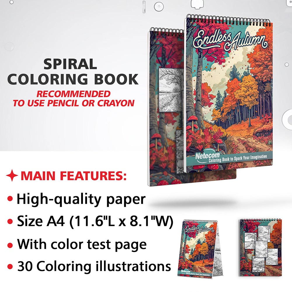 Netecom Endless Autumn Coloring Sheets for Adults