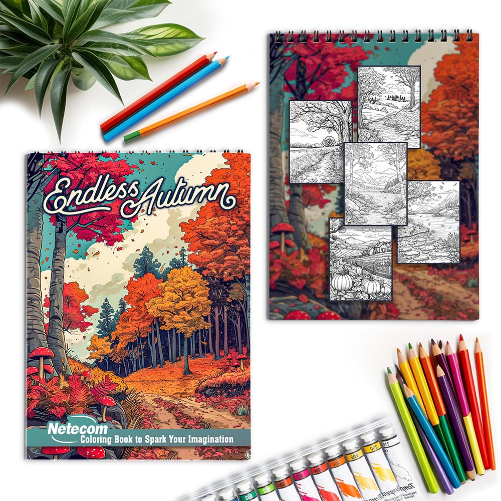 Netecom Endless Autumn Spiral Coloring Book for Adults