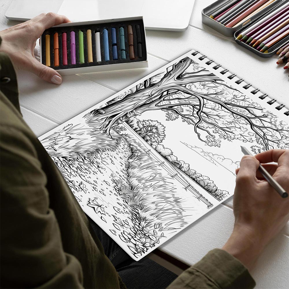 Netecom Endless Autumn Spiral Bound Coloring Book for Adults