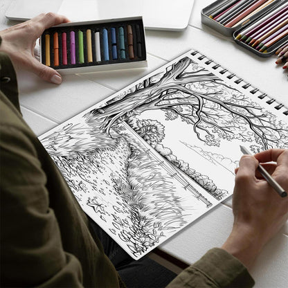 Netecom Endless Autumn Spiral Bound Coloring Book for Adults