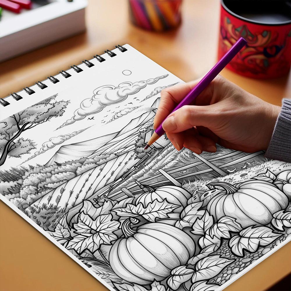 Netecom Endless Autumn Coloring Book Spiral Bound for Adults