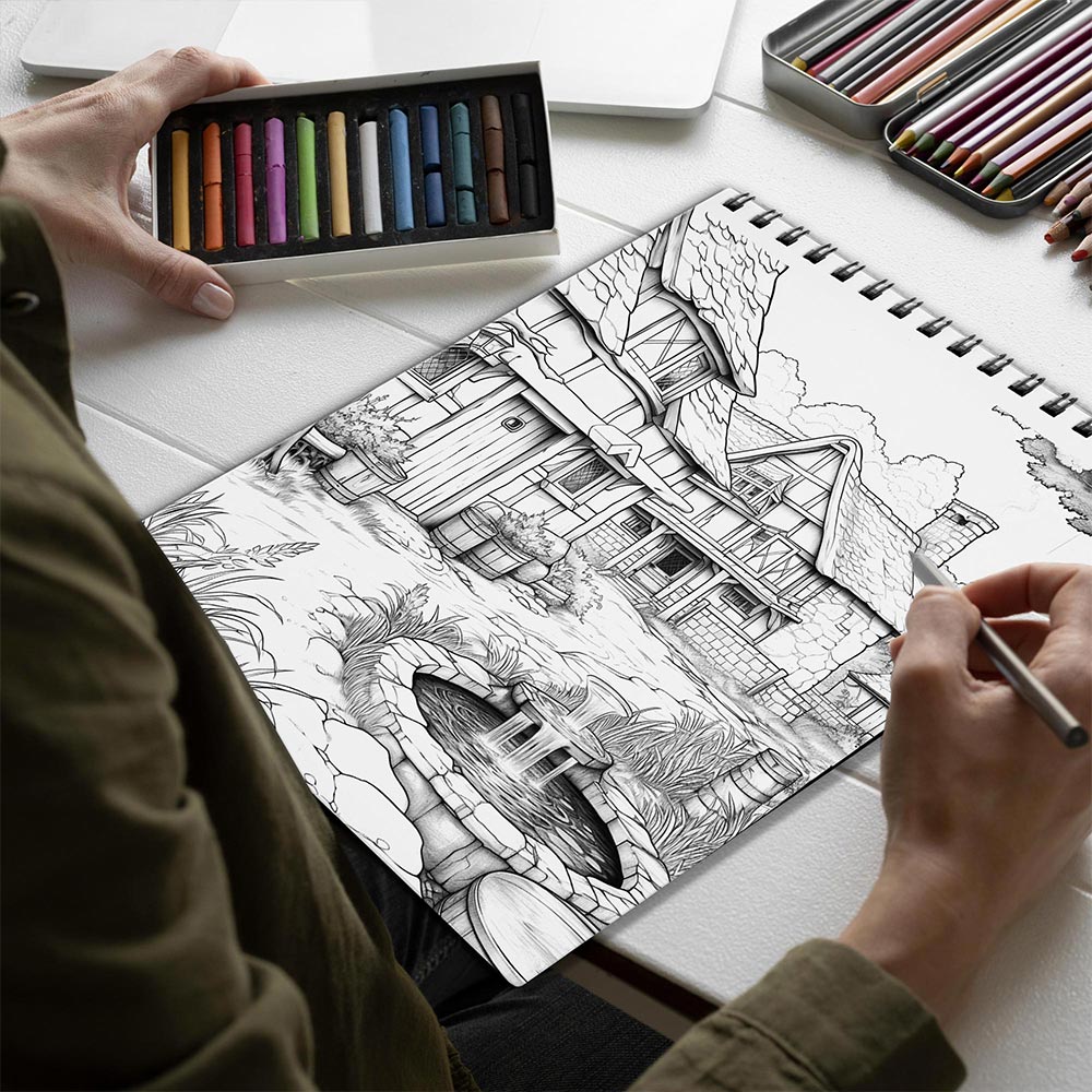 Netecom English Country Garden Spiral Bound Coloring Book for Adults