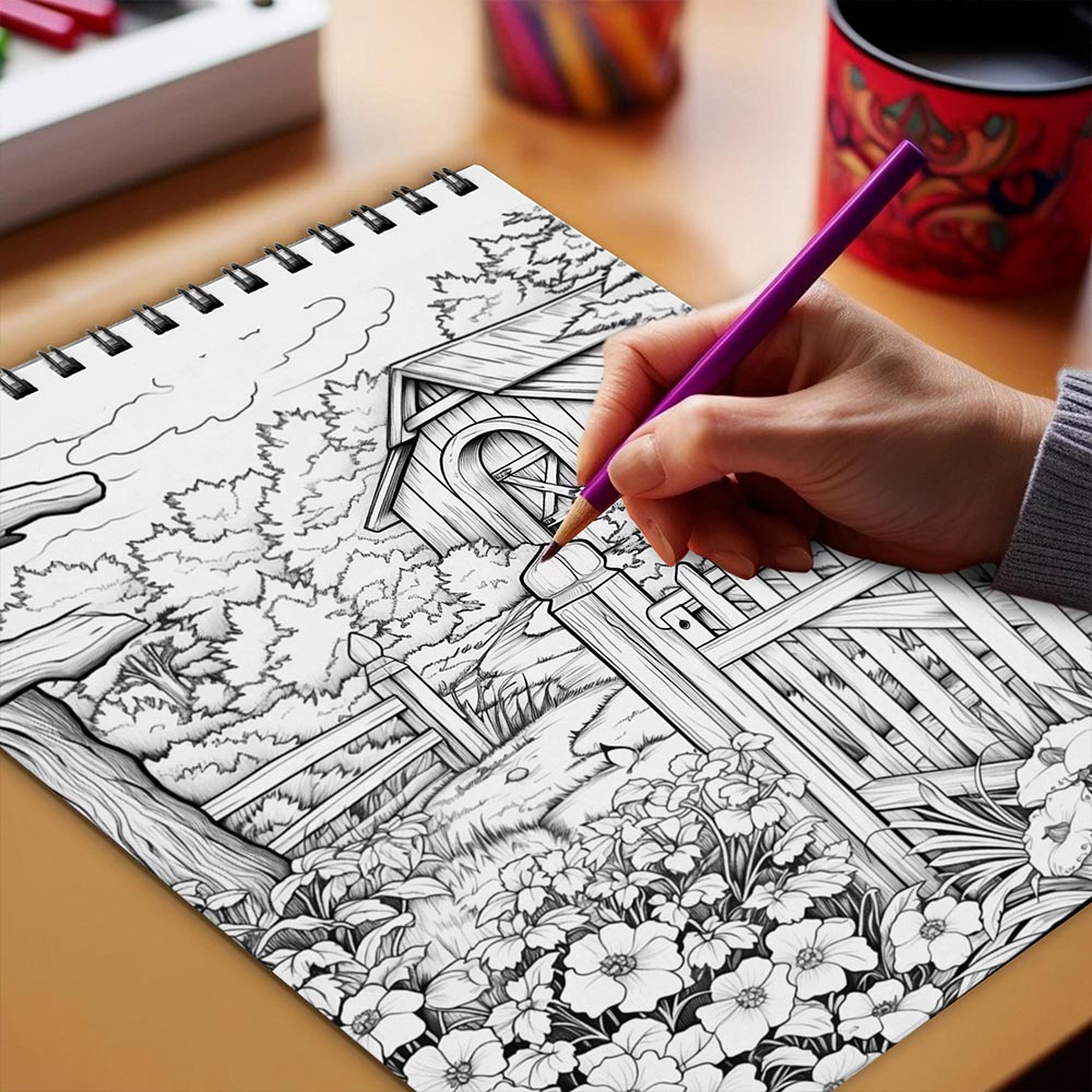 Netecom English Country Garden Coloring Book Spiral Bound for Adults