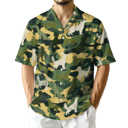 Netecom English Setter Dog Camo Hawaiian Shirt for Men