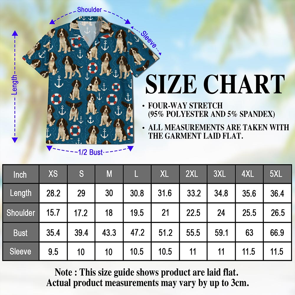Netecom English Springer Spaniel Hawaiian Shirt for Men, Vintage Style, Button Down Summer Beach Short Sleeve, S-5XL