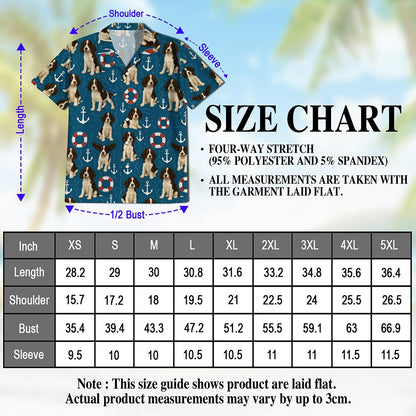 Netecom English Springer Spaniel Hawaiian Shirt for Men, Vintage Style, Button Down Summer Beach Short Sleeve, S-5XL