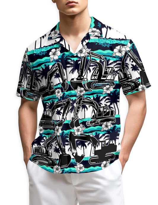 Netecom Excavator Green Coconut Hawaiian Shirt for Men