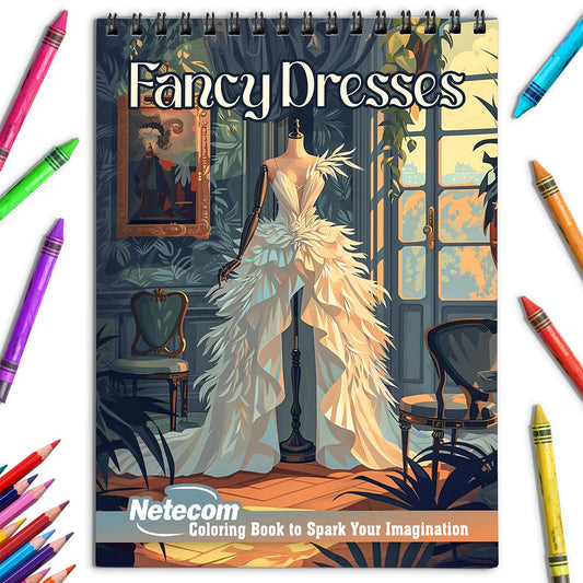 Netecom Fancy Dresses Coloring Book for Adults